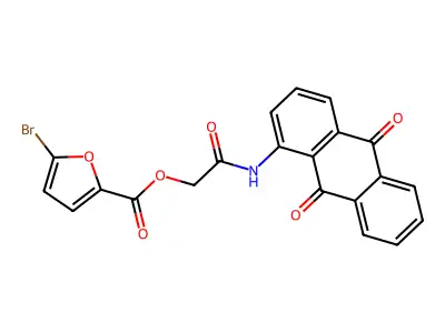 (9,10-dioxoanthracen-1-yl)carbamoylmethyl 5-bromofuran-2-carboxylate structure