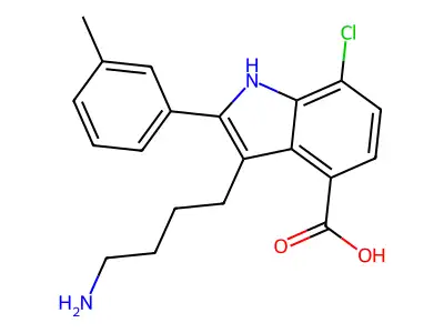 3-(4-aminobutyl)-7-chloro-2-(3-methylphenyl)-1H-indole-4-carboxylic Acid structure