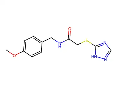 N-[(4-methoxyphenyl)methyl]-2-(1H-1,2,4-triazol-5-ylsulfanyl)acetamide structure