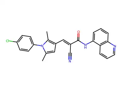 3-[1-(4-chlorophenyl)-2,5-dimethyl-1h-pyrrol-3-yl]-2-cyano-n-(quinolin-5-yl)prop-2-enamide structure