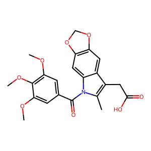 5H-1,3-Dioxolo(4,5-f)indole-7-acetic acid, 6-methyl-5-(3,4,5-trimethoxybenzoyl)- structure