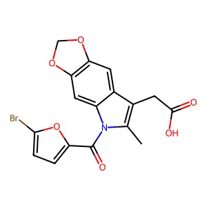 5H-1,3-Dioxolo(4,5-f)indole-7-acetic acid, 5-(5-bromo-2-furoyl)-6-methyl- structure