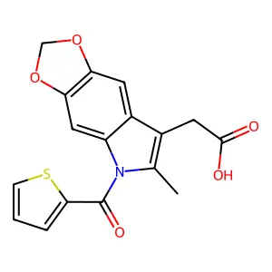 5H-1,3-Dioxolo(4,5-f)indole-7-acetic acid, 6-methyl-5-(2-thenoyl)- structure
