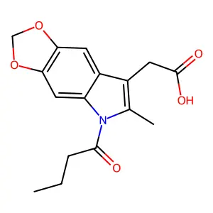5H-1,3-Dioxolo(4,5-f)indole-7-acetic acid, 5-butyryl-7-methyl- structure