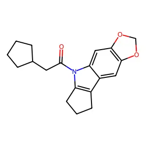 Cyclopenta(b)-1,3-dioxolo(4,5-f)indole, 5,6,7,8-tetrahydro-5-(cyclopentylacetyl)- structure