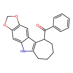 Cyclohepta(b)-1,3-dioxolo(4,5-f)indole, 5,6,7,8,9,10-hexahydro-5-benzoyl- structure