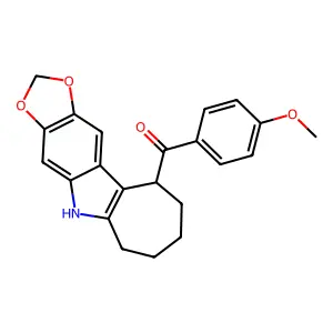 Cyclohepta(b)-1,3-dioxolo(4,5-f)indole, 5,6,7,8,9,10-hexahydro-5-(p-anisoyl)- structure