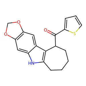 Cyclohepta(b)-1,3-dioxolo(4,5-f)indole, 5,6,7,8,9,10-hexahydro-5-(2-thenoyl)- structure
