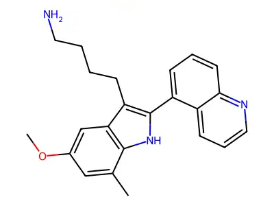 4-(5-methoxy-7-methyl-2-quinolin-5-yl-1H-indol-3-yl)butan-1-amine structure