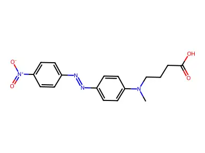 4-[4-({4-Nitrophenyl}diazenyl)(methyl)anilino]butanoic acid structure