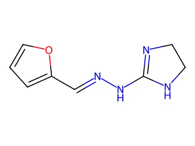 N-(furan-2-ylmethylideneamino)-4,5-dihydro-1H-imidazol-2-amine structure
