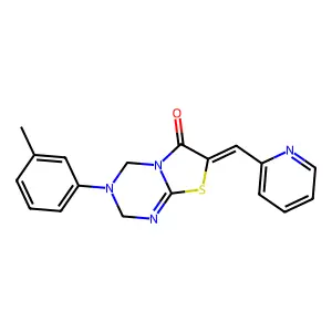 (7Z)-3-(3-methylphenyl)-7-(pyridin-2-ylmethylidene)-2,4-dihydro-[1,3]thiazolo[3,2-a][1,3,5]triazin-6-one structure