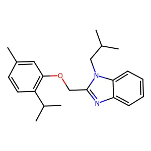1-isobutyl-2-((2-isopropyl-5-methylphenoxy)methyl)-1H-benzo[d]imidazole structure