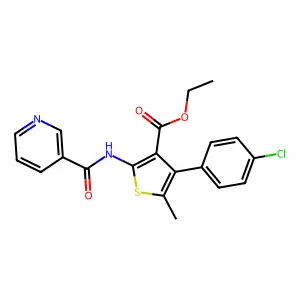 Ethyl 4-(4-chlorophenyl)-5-methyl-2-(nicotinamido)thiophene-3-carboxylate structure