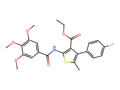 ethyl 4-(4-fluorophenyl)-5-methyl-2-(3,4,5-trimethoxybenzamido)thiophene-3-carboxylate structure