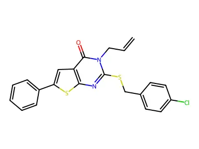 3-allyl-2-((4-chlorobenzyl)thio)-6-phenylthieno[2,3-d]pyrimidin-4(3H)-one structure