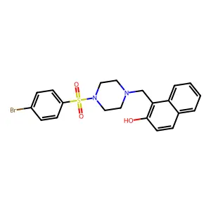 1-((4-((4-Bromophenyl)sulfonyl)piperazin-1-yl)methyl)naphthalen-2-ol structure