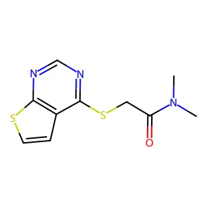 N,N-dimethyl-2-(thieno[2,3-d]pyrimidin-4-ylthio)acetamide structure