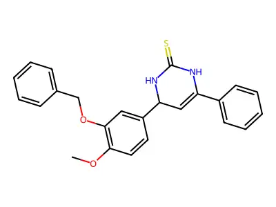 4-(3-(benzyloxy)-4-methoxyphenyl)-6-phenyl-3,4-dihydropyrimidine-2(1H)-thione structure