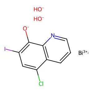 Bismuth, (5-chloro-7-iodo-8-quinolinolato-N(sup 1),O(sup 8))dihydroxy-, (T-4)- structure