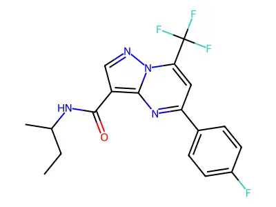 N-butan-2-yl-5-(4-fluorophenyl)-7-(trifluoromethyl)pyrazolo[1,5-a]pyrimidine-3-carboxamide structure