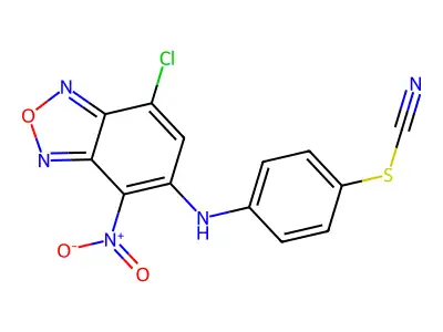 4-({7-Chloro-4-nitro-2,1,3-benzoxadiazol-5-yl}amino)phenyl thiocyanate structure