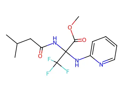 methyl 3,3,3-trifluoro-2-[(3-methylbutanoyl)amino]-2-(2-pyridinylamino)propanoate structure