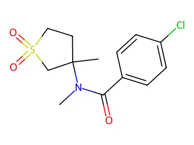4-chloro-N-methyl-N-(3-methyl-1,1-dioxidotetrahydrothiophen-3-yl)benzamide structure