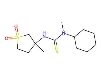 1-Cyclohexyl-1-methyl-3-(3-methyl-1,1-dioxidotetrahydrothiophen-3-yl)thiourea structure