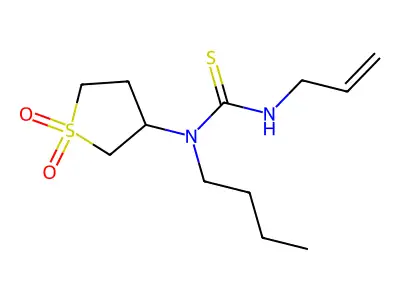 3-{Butyl[(prop-2-enylamino)thioxomethyl]amino}thiolane-1,1-dione structure