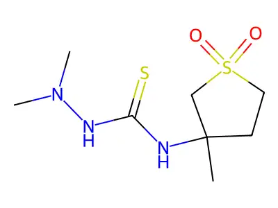 2,2-dimethyl-N-(3-methyl-1,1-dioxidotetrahydrothiophen-3-yl)hydrazinecarbothioamide structure