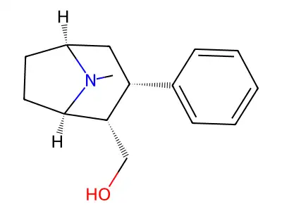 8-Azabicyclo(3.2.1)octane-2-methanol, 8-methyl-3-phenyl-, (1R-(exo,exo))- structure