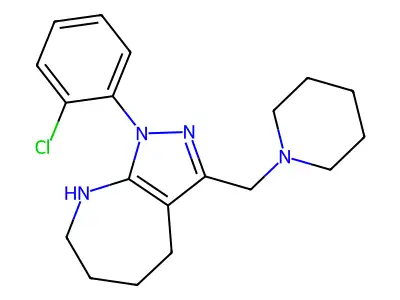 1-(2-Chlorophenyl)-3-[(piperidin-1-yl)methyl]-1,2,4,5,6,7-hexahydropyrazolo[3,4-b]azepine structure