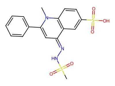 1-Methyl-4-(methylsulfonylhydrazinylidene)-2-phenylquinoline-6-sulfonic acid structure