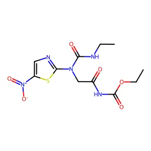ethyl N-[2-[ethylcarbamoyl-(5-nitro-1,3-thiazol-2-yl)amino]acetyl]carbamate structure