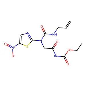 ethyl N-[2-[(5-nitro-1,3-thiazol-2-yl)-(prop-2-enylcarbamoyl)amino]acetyl]carbamate structure
