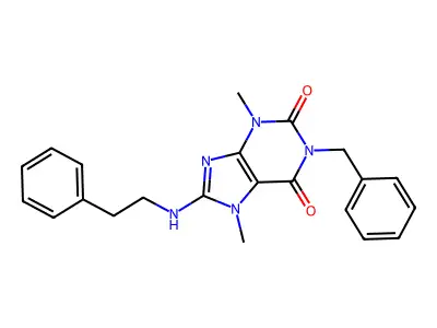 1-benzyl-3,7-dimethyl-8-(phenethylamino)-1H-purine-2,6(3H,7H)-dione structure