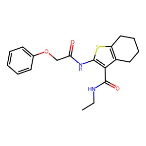 N-ET-2-((Phenoxyacetyl)amino)-4,5,6,7-tetrahydro-1-benzothiophene-3-carboxamide structure