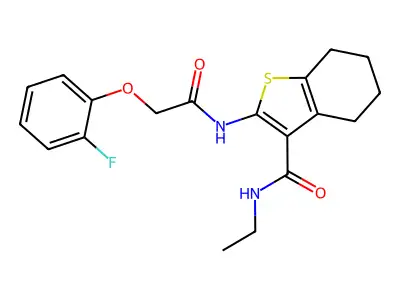 N-ET-2-(((2-F-Phenoxy)AC)amino)4,5,6,7-tetrahydro-1-benzothiophene-3-carboxamide structure