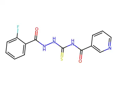 N-[[(2-fluorobenzoyl)amino]carbamothioyl]pyridine-3-carboxamide structure