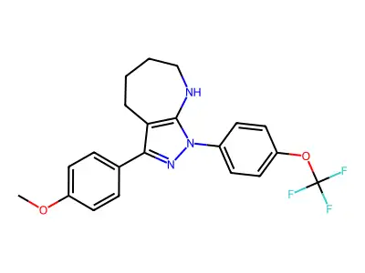 3-(4-methoxyphenyl)-1-[4-(trifluoromethoxy)phenyl]-4,5,6,7-tetrahydro-2H-pyrazolo[3,4-b]azepine structure