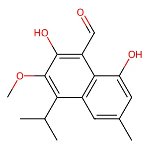 2,8-Dihydroxy-3-methoxy-6-methyl-4-propan-2-ylnaphthalene-1-carbaldehyde structure