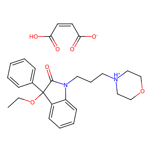 2H-Indol-2-one, 1,3-dihydro-3-ethoxy-1-(3-morpholinopropyl)-3-phenyl-, maleate structure