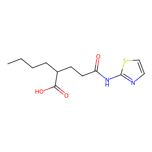 2-[2-(Thiazol-2-ylcarbamoyl)-ethyl]-hexanoic acid structure