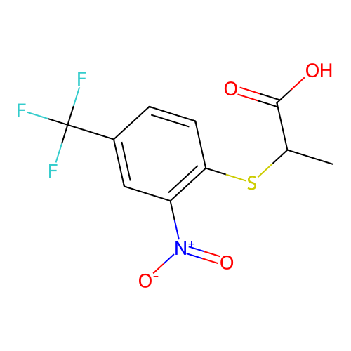 2-[2-Nitro-4-(trifluoromethyl)phenyl]sulfanylpropanoic acid structure