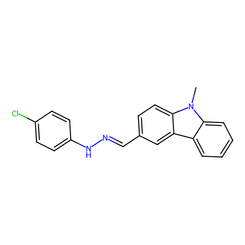 9H-Carbazole-3-carboxaldehyde, 9-methyl-, (4-chlorophenyl)hydrazone structure