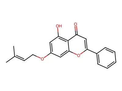 5-hydroxy-7-[(3-methylbut-2-en-1-yl)oxy]-2-phenyl-4H-chromen-4-one structure