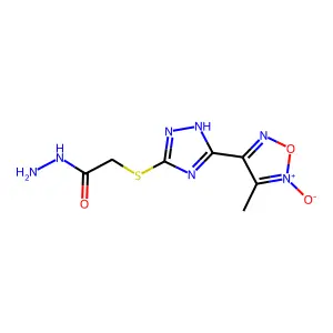 2-{[5-(4-Methyl-5-oxo-1,2,5lambda~5~-oxadiazol-3-yl)-1H-1,2,4-triazol-3-yl]sulfanyl}acetohydrazide structure