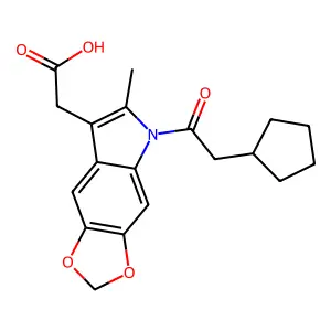 5H-1,3-Dioxolo(4,5-f)indole-7-acetic acid, 5-(cyclopentylacetyl)-6-methyl- structure
