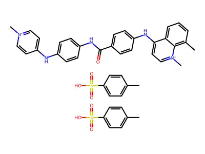 Quinolinium, 1,8-dimethyl-4-(p-((p-((1-methylpyridinium-4-yl)amino)phenyl)carbamoyl)anilino)-, di-p-toluenesulfonate structure
